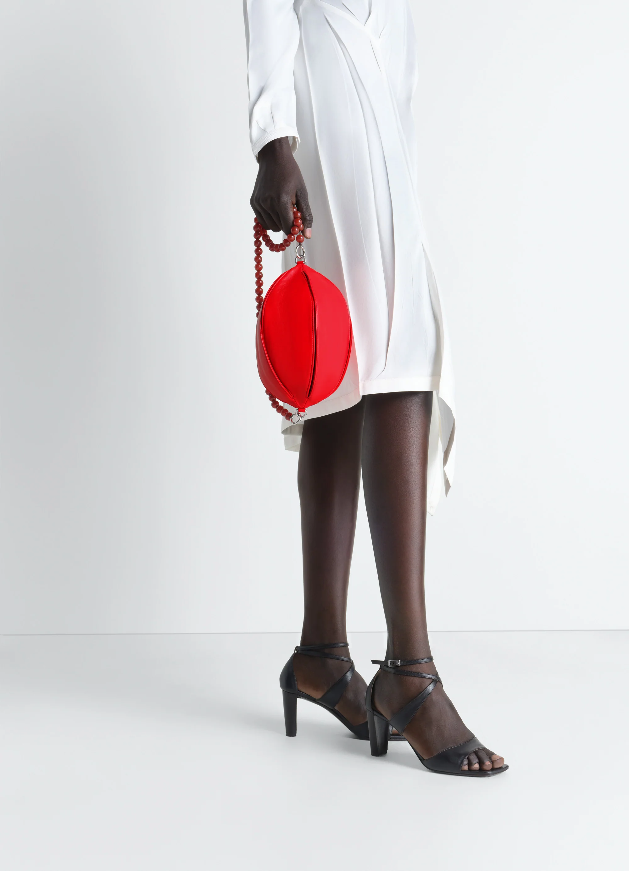 BALLOON SLITS BI-MATERIAL BAG IN LEATHER